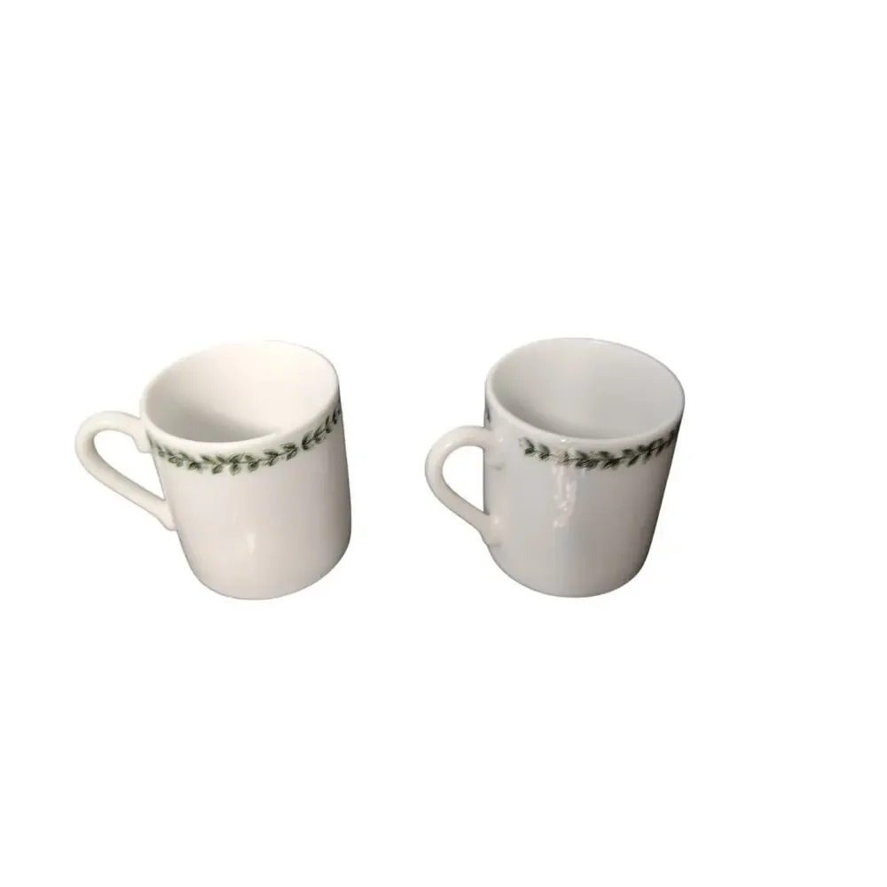 Vintage Set Of 2 Andrea By Sadex Dimitasse Cups With Botanical Design 2 1/4 